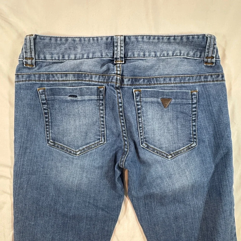 Y2K Guess Daredevil Bootcut Jeans Blue Medium Wash Low Rise Women's 28 Grunge